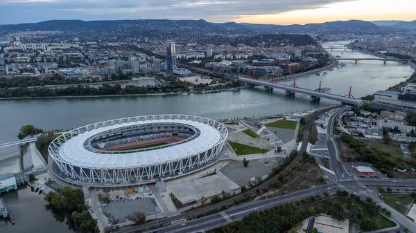 Αεροφωτογραφία Του Εθνικού Αθλητικού Κέντρου Βουδαπέστης Ουγγαρία Ευρώπη Εικόνα Αρχείου