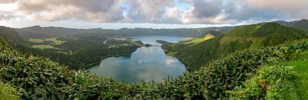 stock image View of Sete Cidades near Miradouro da Grota do Inferno viewpoint, Sao Miguel Island, Azores, Portugal, Europe