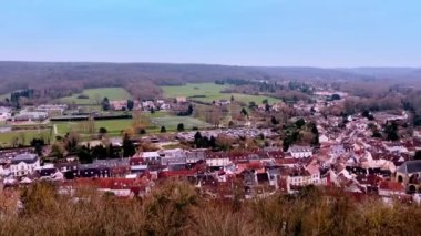 Fransız Bölümü Yvelines 'teki Chevreuse Komün Vadisi Panoraması Madeleine Castle Hill' den