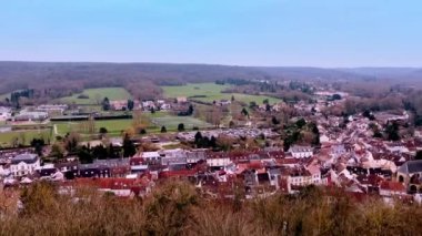 Panorama of Chevreuse commune valley in the French department of Yvelines view from Madeleine castle hill