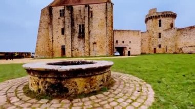 Panorama of castle Chateau de la Madeleine interior walls view in the Chevreuse town in France