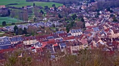 Panorama of Chevreuse commune valley in the French department of Yvelines view from the mountain