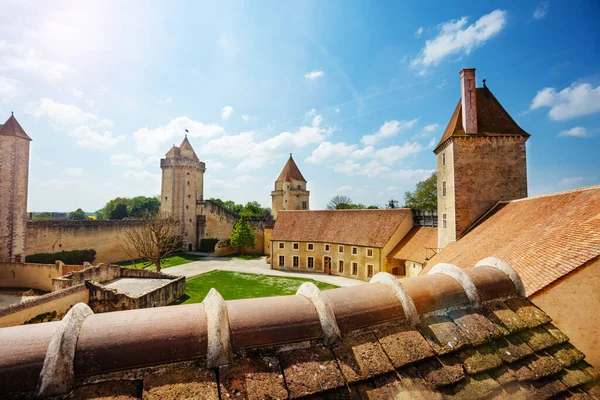 Roofs Court Buildings Tower Walls Blandy Les Tours Castle Sunny — Stock Photo, Image
