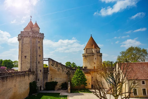 View Walls Towers Fortifications Blandy Les Tours Castle Sunny Day — Stok fotoğraf