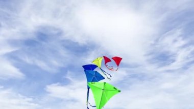 colorful kite Flying in the sky  over ocean 