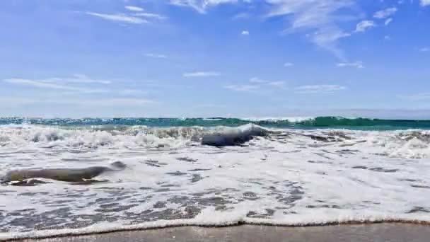 Sea Waves Surf Beach Summer Day Splashes — Stock Video