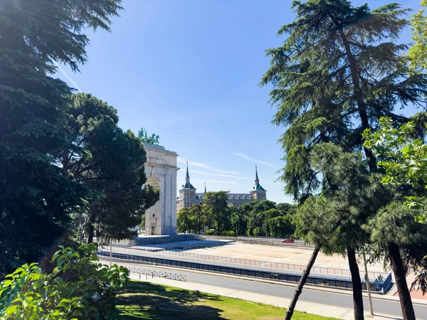 View Triumphal Arch Victory Arco Victoria Built Moncloa Square Madrid — Stock Photo, Image