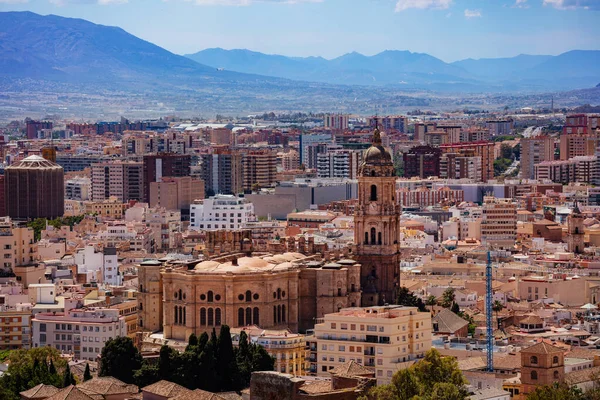 Panorama Downtown Cathedral Malaga Roman Catholic Church Andalusia Southern Spain — Stock Photo, Image