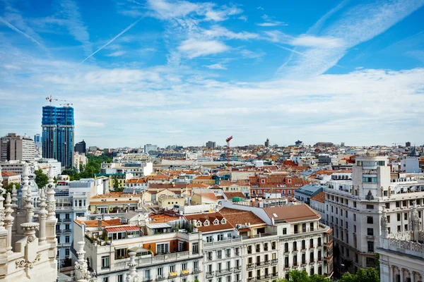 Magnificent Panorama Roofs Madrid View Comunicaciones Palace Building Observation Desk — Stock Photo, Image