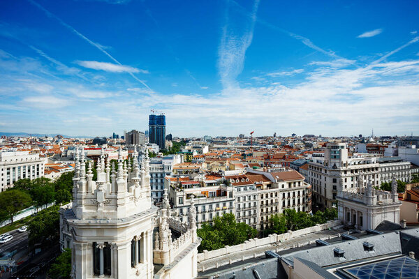 Panorama and cityscape of Madrid view from Cibeles Palace, Spain, Europe