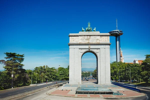 Faro Moncloa Transmission Tower Arc Victory Arco Victoria Triumphal Arch — Stock Photo, Image