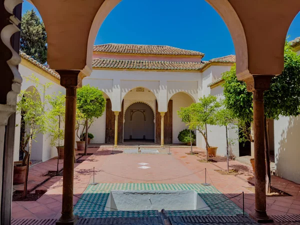Cour Intérieure Avec Fontaine Château Fort Alcazaba Malaga Espagne — Photo
