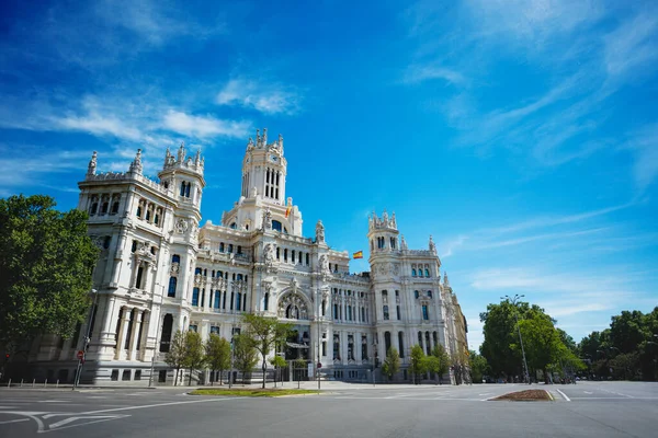 Palais Cibeles Espagnol Officiellement Palacio Comunicaciones Vue Sur Bâtiment Madrid — Photo
