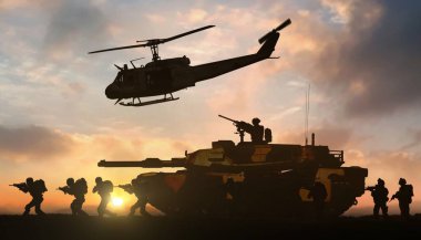 Helikopter ve tank desteği ile askeri operasyon