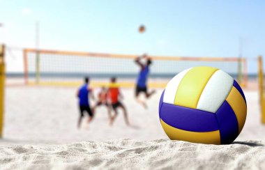 Kumlu sahilde Voleybol oyunu
