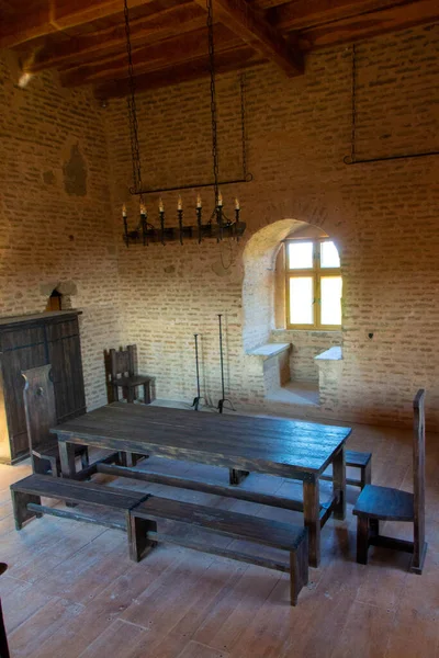 Dining room in the castle. Medieval fortress in Bach, Voivodina, Serbia on the plain - images