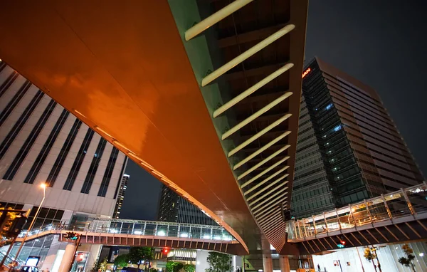 Night View Pedestrian Bridge Building Yokohama City Japan — Stock Photo, Image