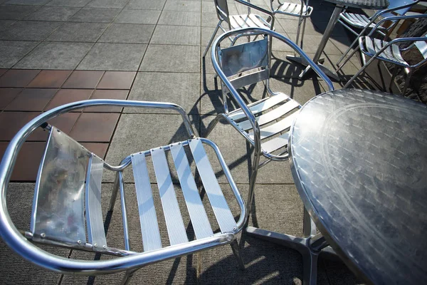 Metalltische Und Stühle Straßencafé — Stockfoto