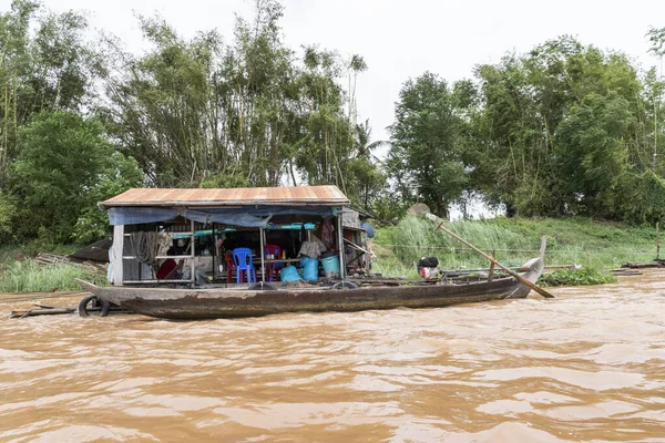 Cambogia Villaggio Vietnamita Sulle Rive Del Mekong — Foto Stock