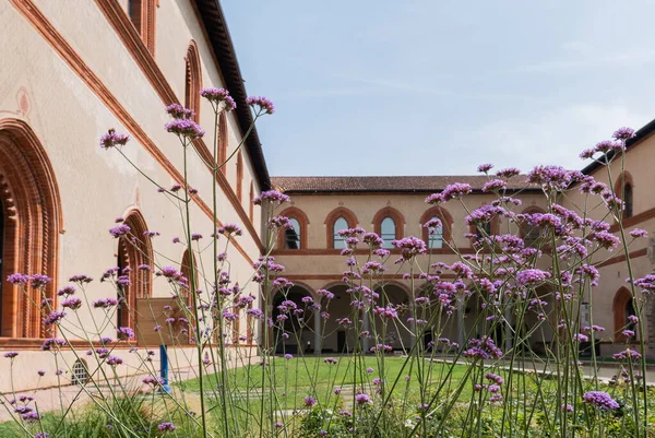 Mailand Inneren Des Schlosses Sforzesco Garten Des Herzoglichen Hofes — Stockfoto