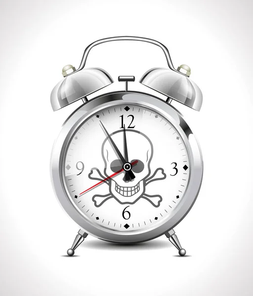 死ぬ時間 タイムアウトコンセプトとして時計の顔に時間のイラストと目覚まし時計 — ストックベクタ