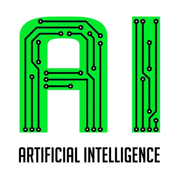 Umělá Inteligence Koncept Logo Písmena Jako Počítačový Integrovaný Obvod — Stockový vektor