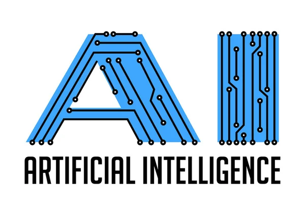 Inteligencia Artificial Logotipo Conceptual Letras Como Circuito Integrado Por Ordenador — Vector de stock