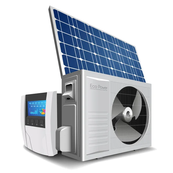 Bomba Calor Inversor Painel Solar Como Conceito Sistema Energia Verde — Vetor de Stock