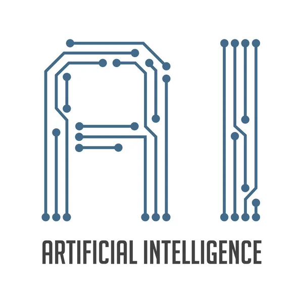 人工智能 概念标识 作为计算机集成电路的人工智能字母 — 图库矢量图片