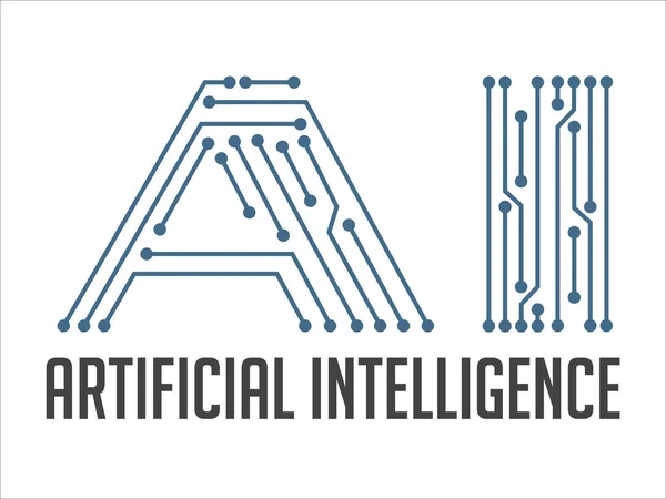 Artificial Intelligence Concept Logo Letters Computer Integrated Circuit — Stock Vector