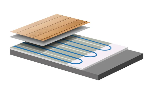 Floor Heating System Srcoss Section Floor Panels Concrete Screed Heating — Stock Vector