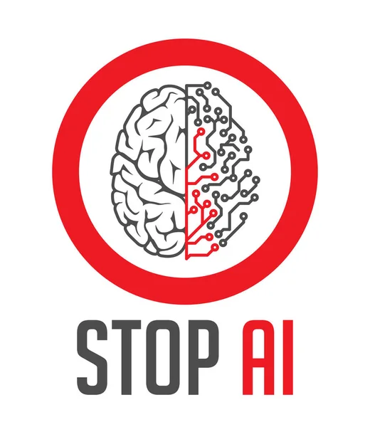 Stop Rise Artifficial Intelligence — Stock Vector