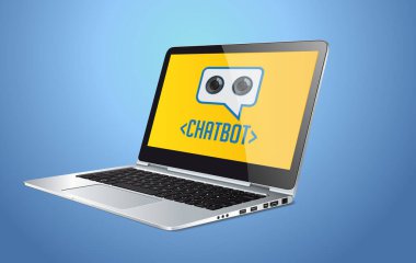 Chatbot AI - Sanatsal entelektüel bot teknolojisi - kişisel bilgisayar kavramı 