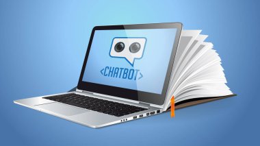 Chatbot AI - Sanatsal entelektüel bot teknolojisi - kişisel bilgisayar kavramı 