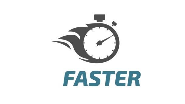 Logotipo Mais Rápido Cronômetro Como Fogo Conceito Rápido Ungent — Vídeo de Stock