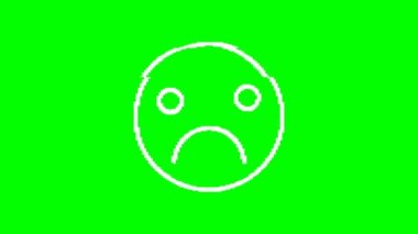 Üzücü bir ifade, yeşil arka planda arıza etkisi. Emoji hareket grafikleri.