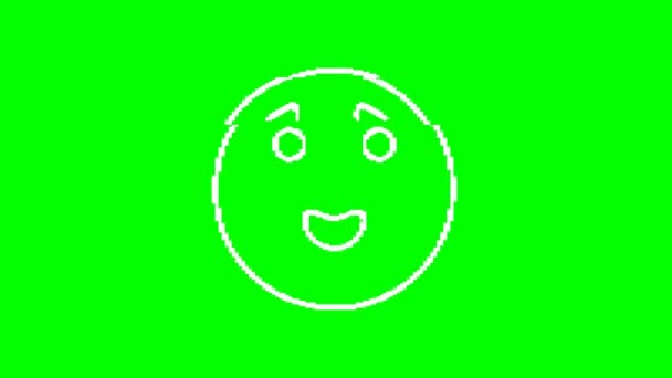 Ευτυχισμένο Emoticon Επίδραση Δυσλειτουργία Στο Πράσινο Φόντο Γραφικά Κίνησης Emoji — Αρχείο Βίντεο