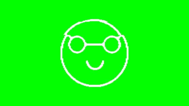 Счастливый Смайлик Эффектом Скольжения Зеленом Фоне Эмодзи — стоковое видео