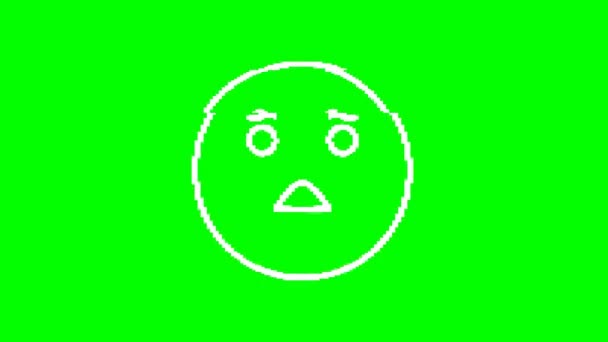 Scared Emoticon Glitch Effect Green Background Emoji Motion Graphics — Stock Video