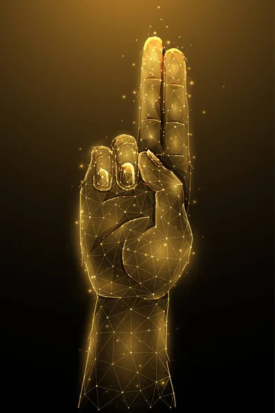 Christian Hand Gestures Polygonal Vector Illustration Dark Background Hand Religious — Stock Vector