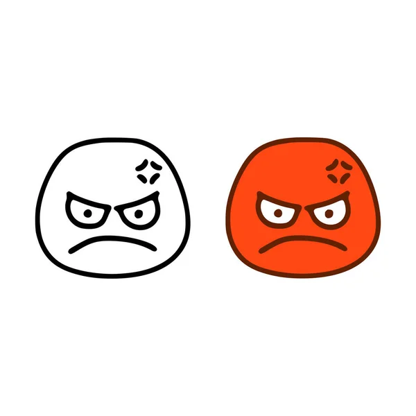 Θυμωμένη Emoticon Στυλ Doodle Απομονώνονται Λευκό Φόντο — Διανυσματικό Αρχείο