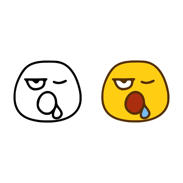 Sleeping Emoticon Stylu Doodle Izolowane Białym Tle — Wektor stockowy