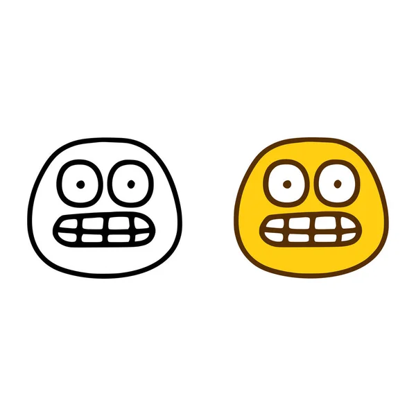 Emoticon Pokazuje Emotikony Zębów Stylu Doodle Izolowane Białym Tle — Wektor stockowy