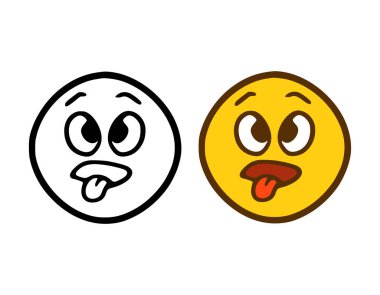 Üzücü Duygu, beyaz arkaplanda izole edilmiş karalama stilinde dili gösteriyor