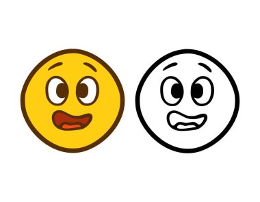 Beyaz arkaplanda izole edilmiş karalama biçiminde üzgün ifade