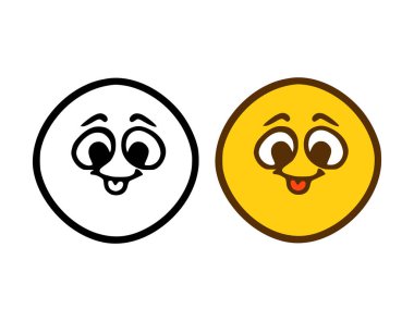 Beyaz arkaplanda izole edilmiş karalama stilinde dili gösteren komik ifade