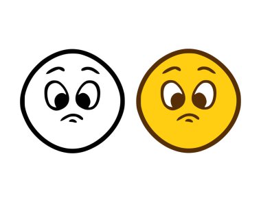 Beyaz arkaplanda izole edilmiş karalama biçiminde hüzünlü ifade