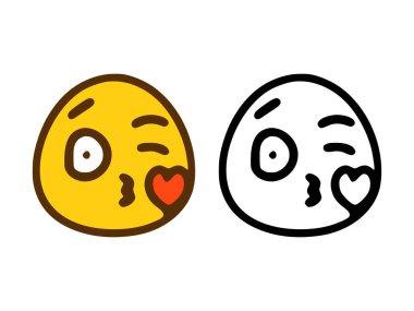 Öpüşme simgesi beyaz arkaplanda izole edilmiş iki tarzda.