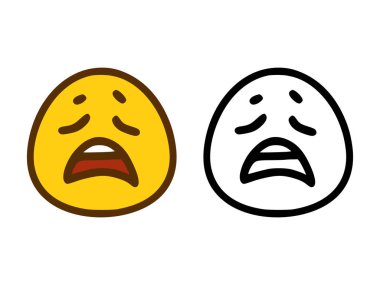 Mutsuz bir yüzü olan gülen yüz beyaz arka planda izole edilmiş.