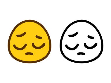 Mutsuz bir yüzü olan gülen yüz beyaz arka planda izole edilmiş.